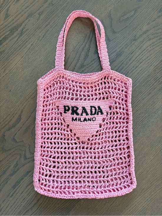 Prada Handbags - Prada Pink Crochet Milano Tote